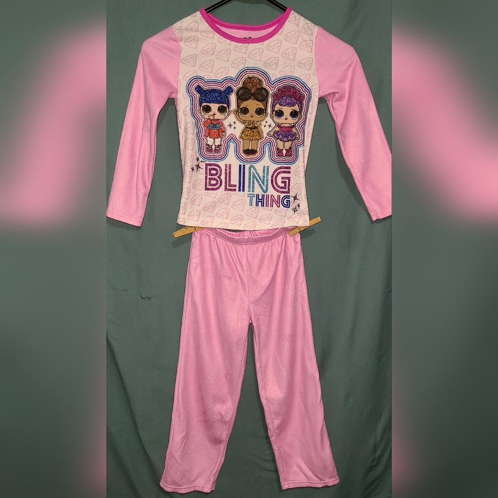 EUC - Girl's Size XS (4-5) LOL Surprise Pink 2 Piece Fleece PJ Set